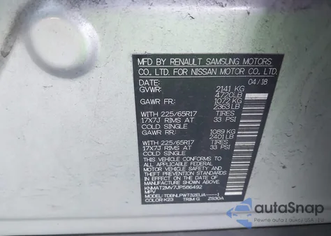 2018 Nissan Rogue S из США, поврежденный, VIN KNMAT2MV7JP586492